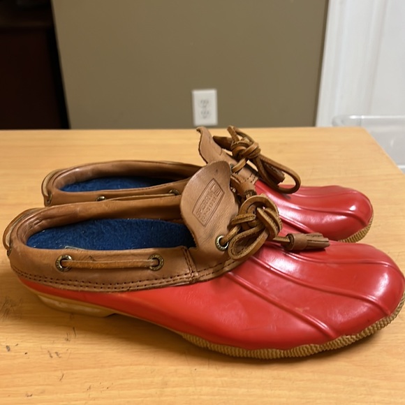 Sperry Tops Siders Duck Shoe sz 5.5 Red Slicker Slides - Picture 3 of 9